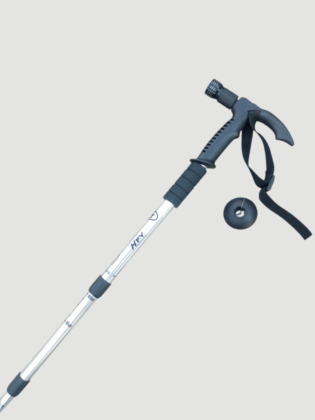 T-handle Hiking Stick with Torch white