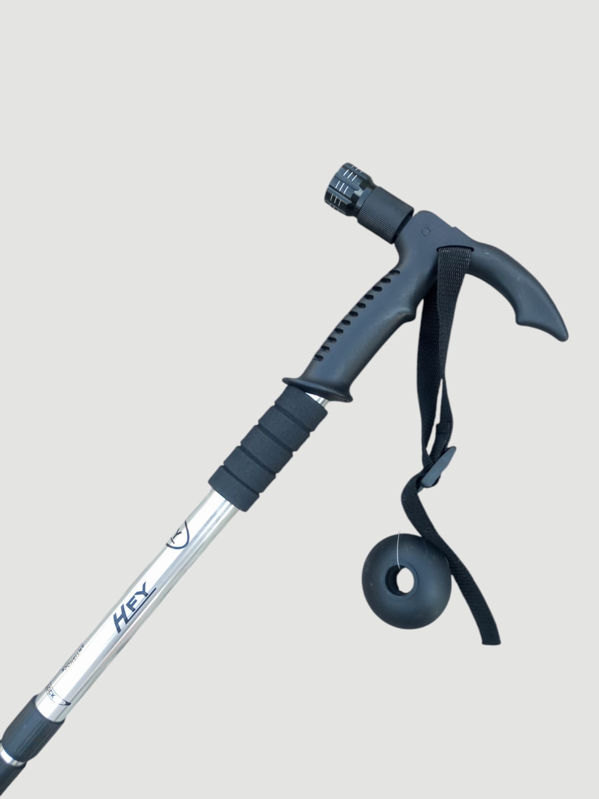 T-handle Hiking Stick with Torch white