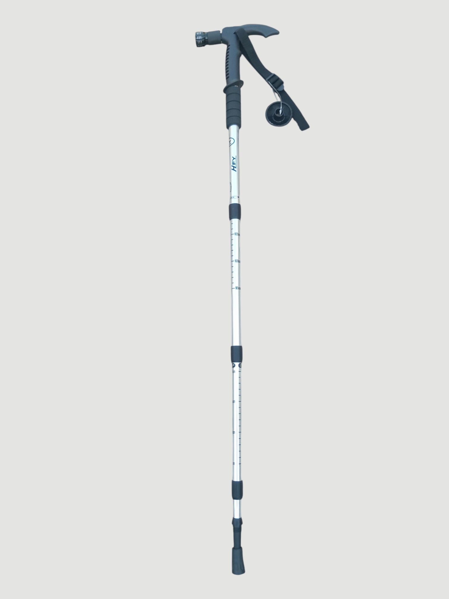 T-handle Hiking Stick with Torch white