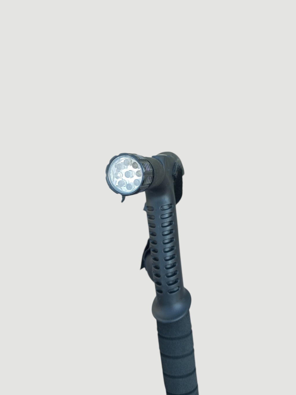 T-handle Hiking Stick with Torch white