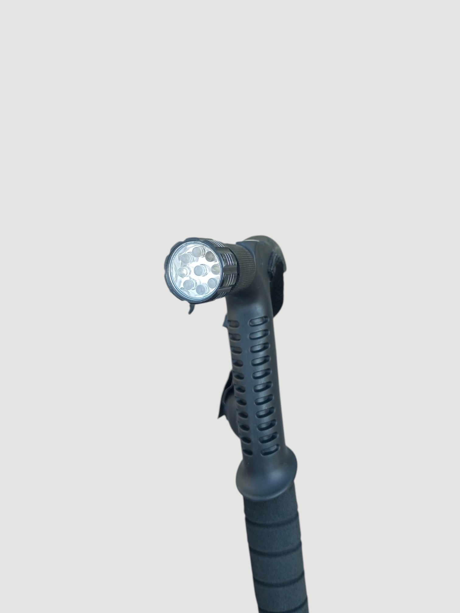 T-handle Hiking Stick with Torch white