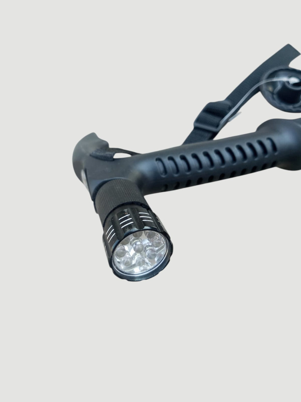 T-handle Hiking Stick with Torch white