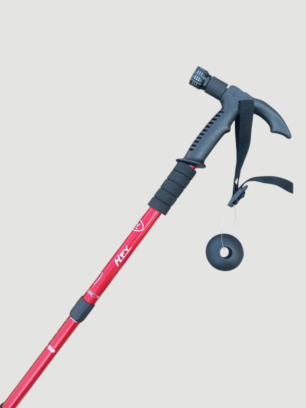 T-handle Hiking Stick with Torch RED
