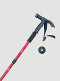 T-handle Hiking Stick with Torch RED
