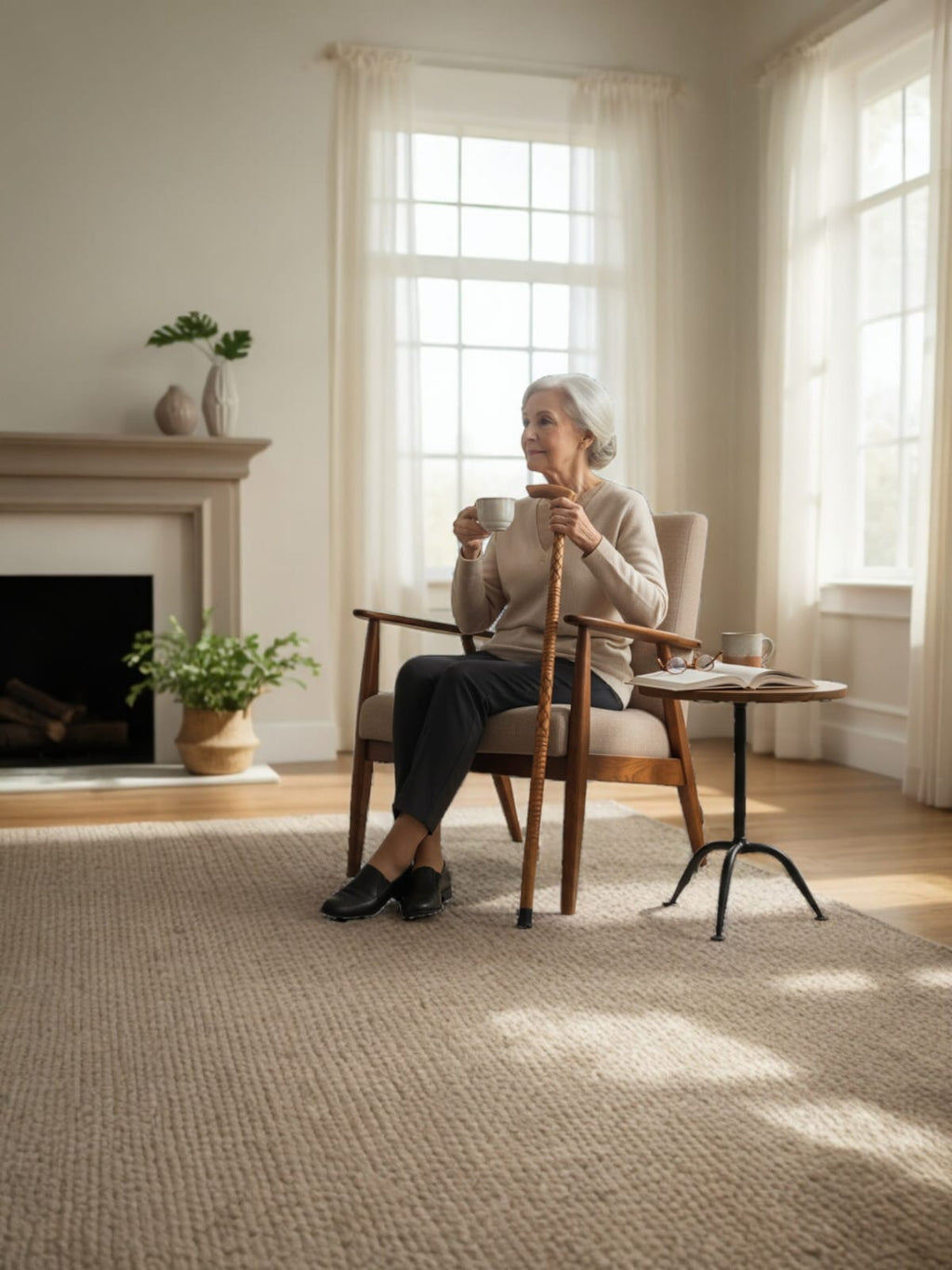 Premium Shahtoot Wood Walking Cane – Classic Brown (Derby T Sahpe handle)