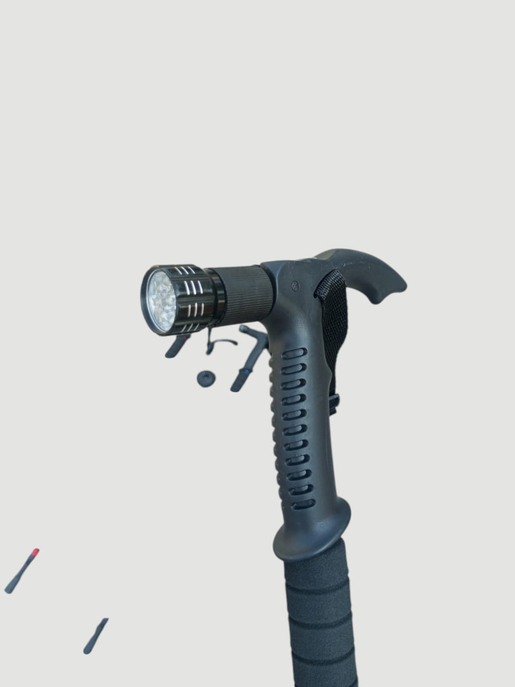 T-handle Hiking Stick with Torch CRIMSON
