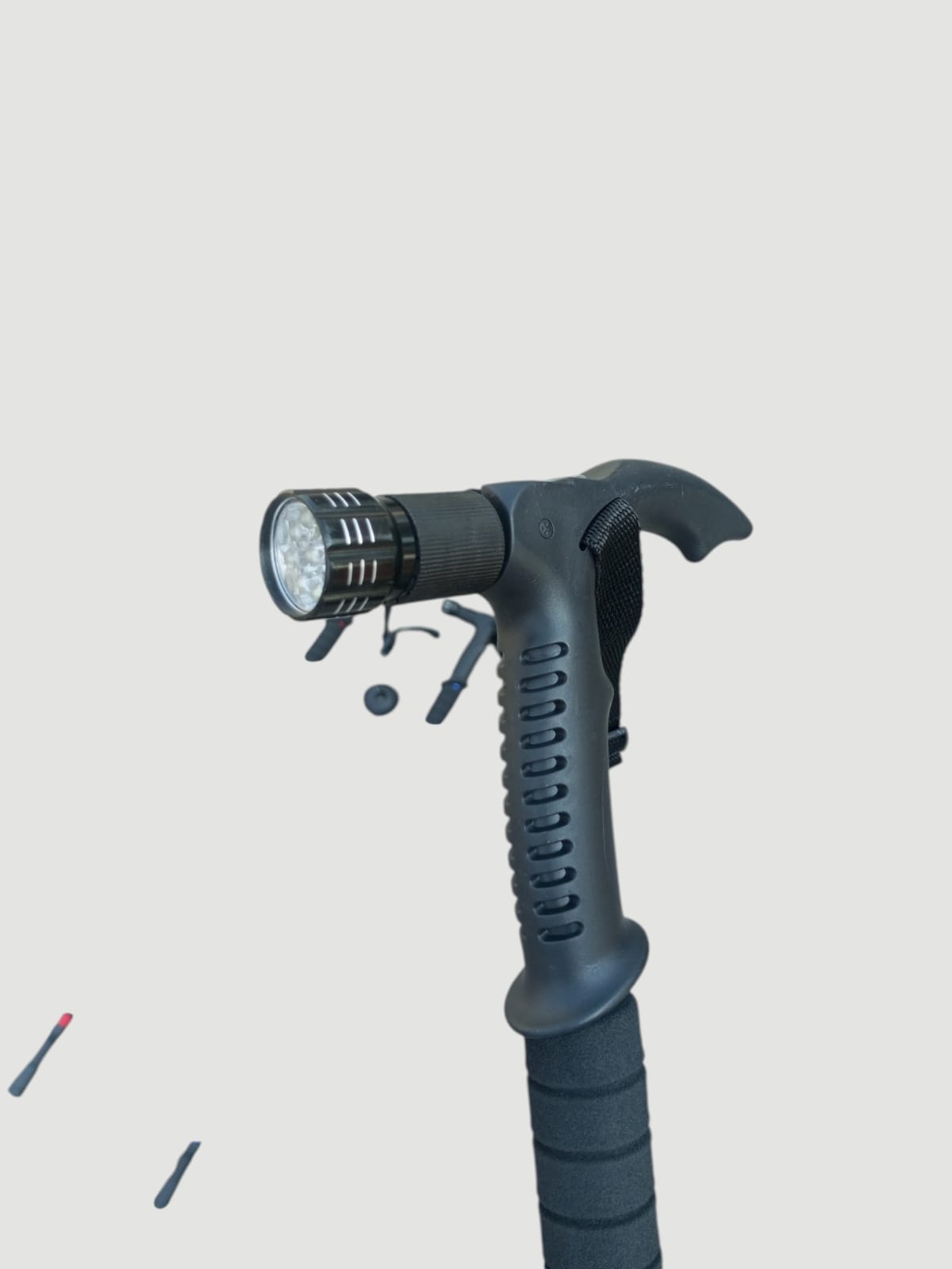 T-handle Hiking Stick with Torch CRIMSON