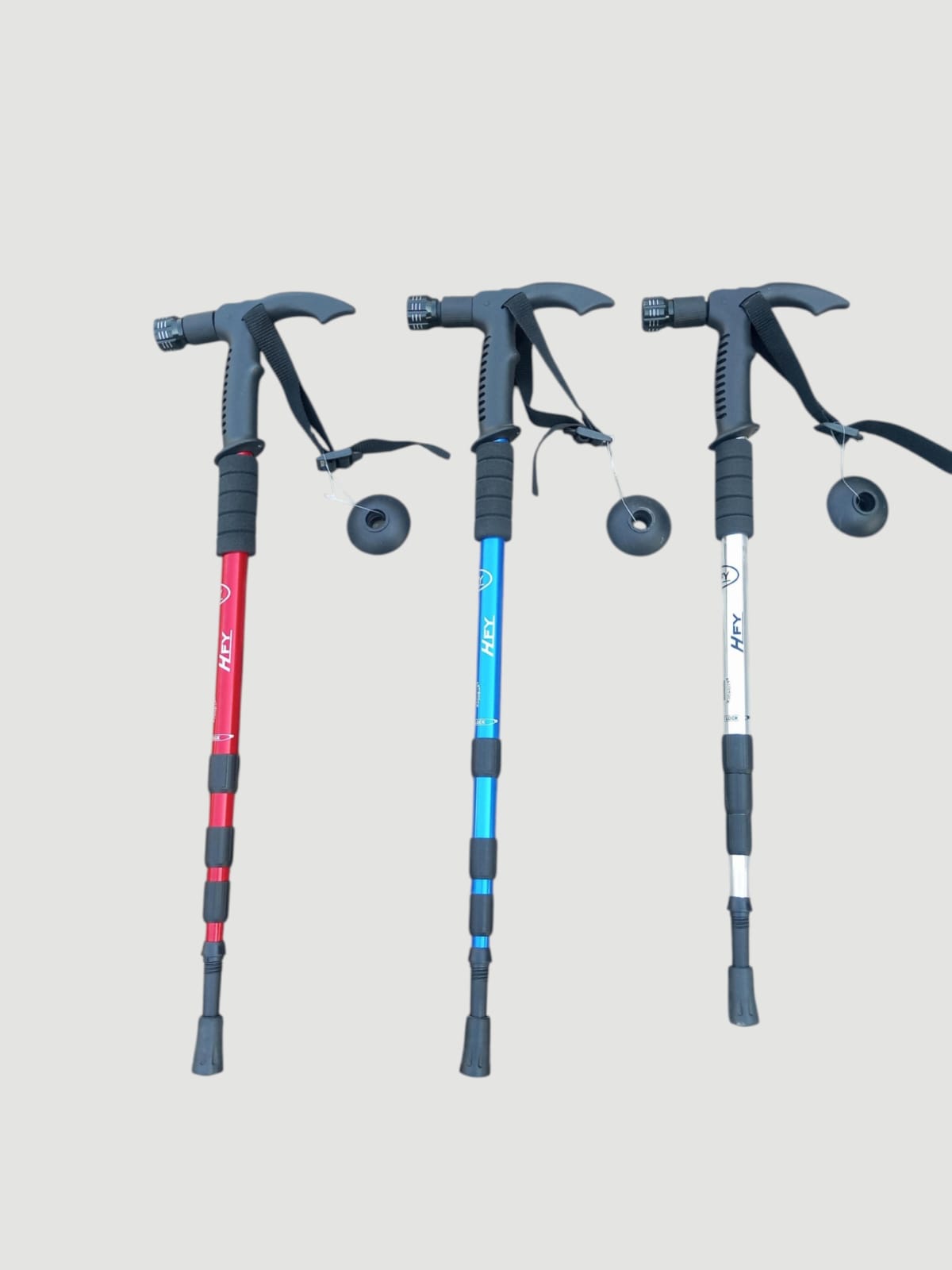 T-handle Hiking Stick with Torch CRIMSON