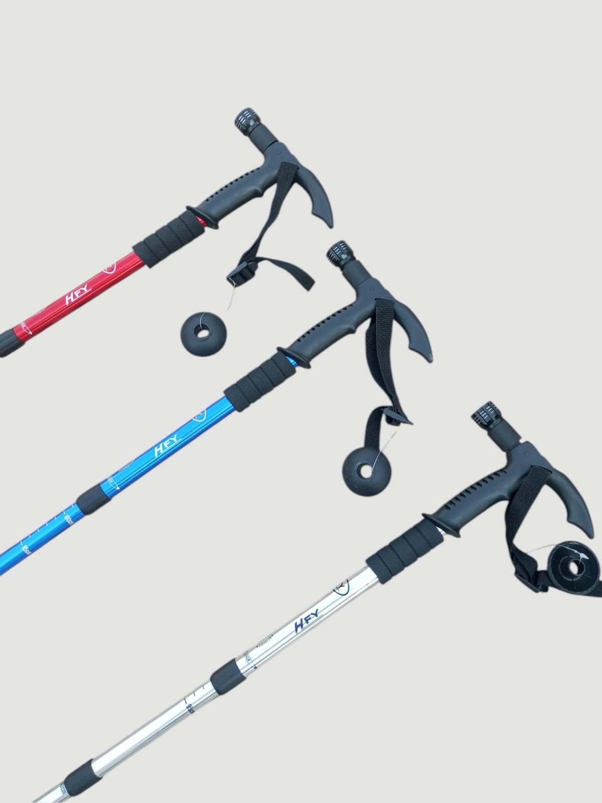 T-handle Hiking Stick with Torch CRIMSON