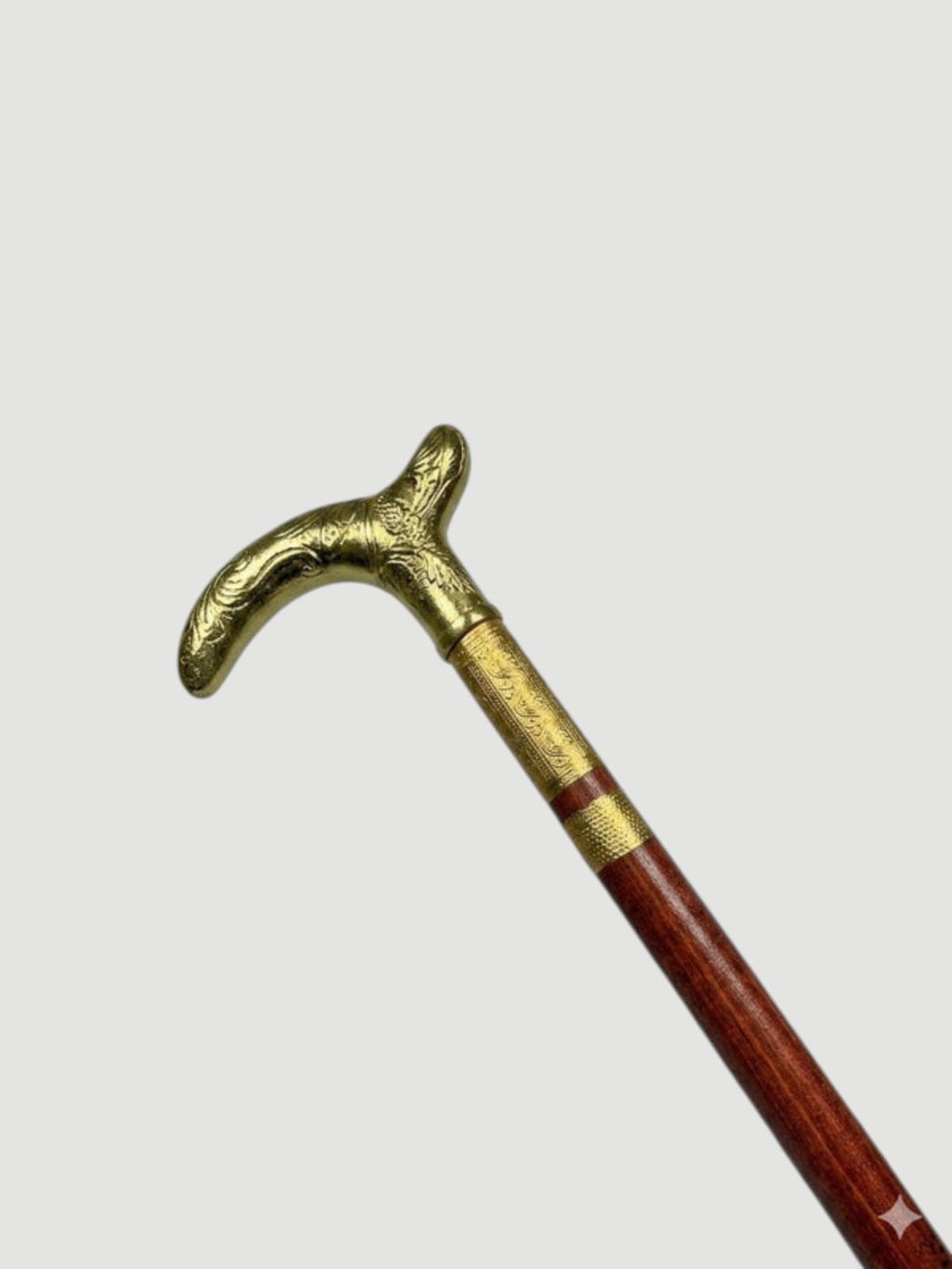 Handmade Royal Brass & Wood Walking Cane – Vintage Golden Handle