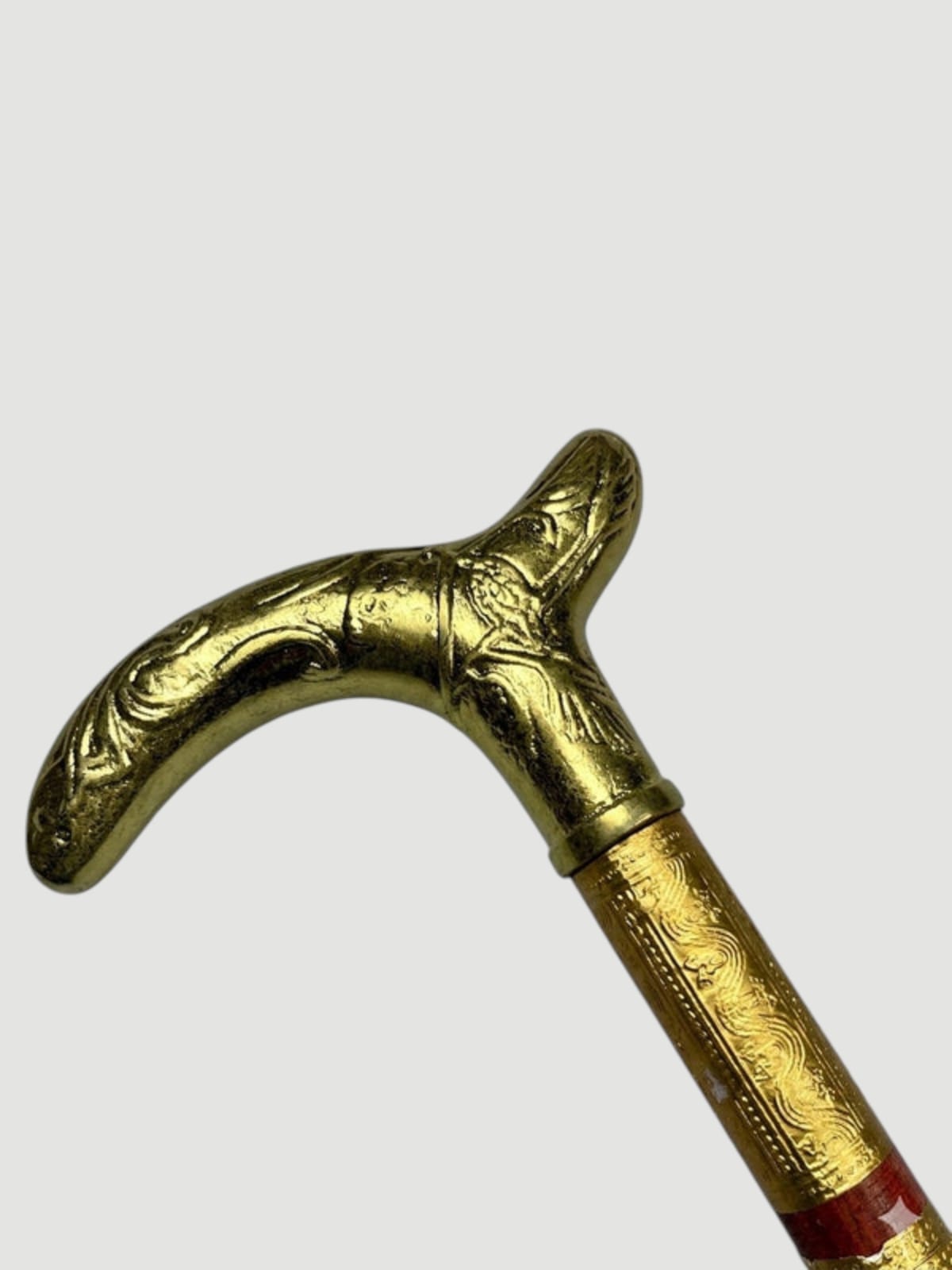 Handmade Royal Brass & Wood Walking Cane – Vintage Golden Handle