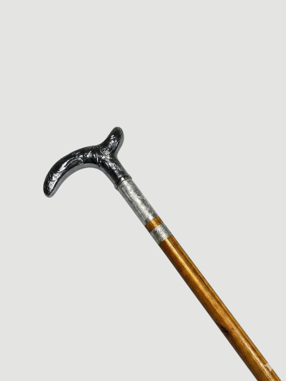 Handmade Royal Brass & Wood Walking Cane – Vintage Silver Handle