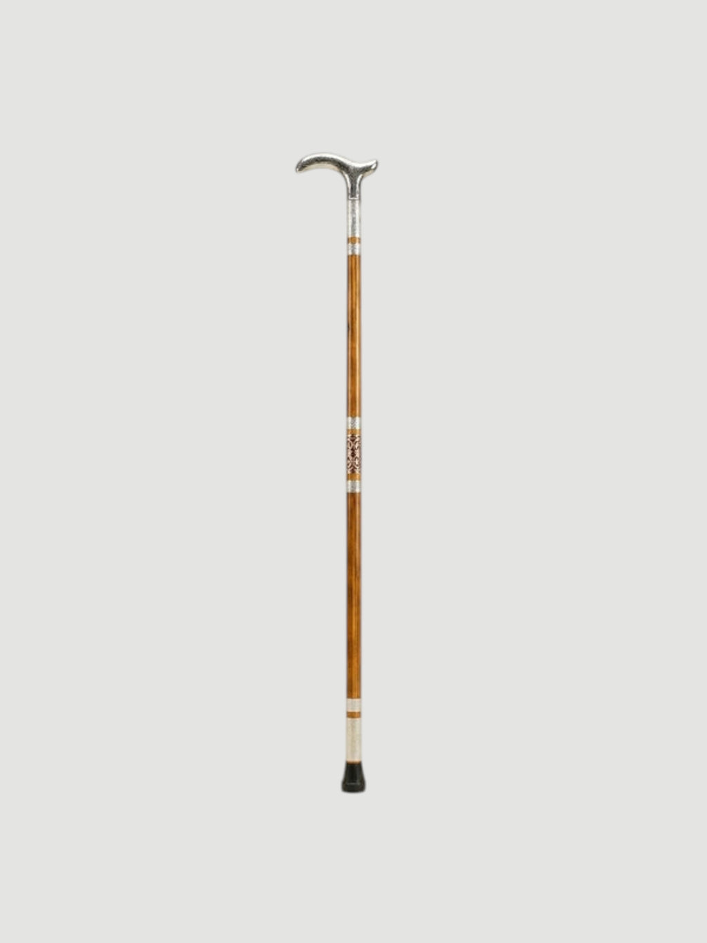 Handmade Royal Brass & Wood Walking Cane – Vintage Silver Handle