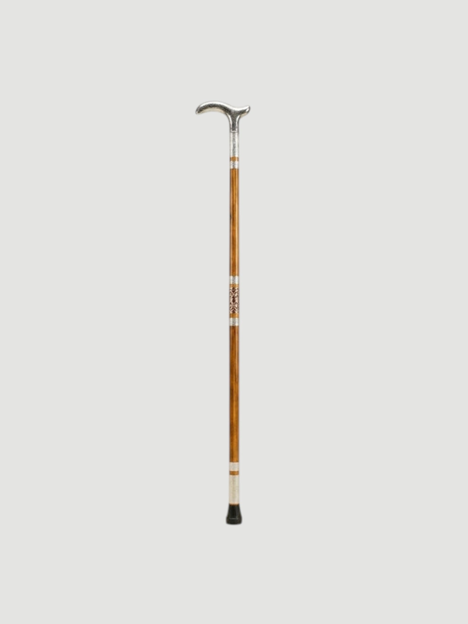 Handmade Royal Brass & Wood Walking Cane – Vintage Silver Handle