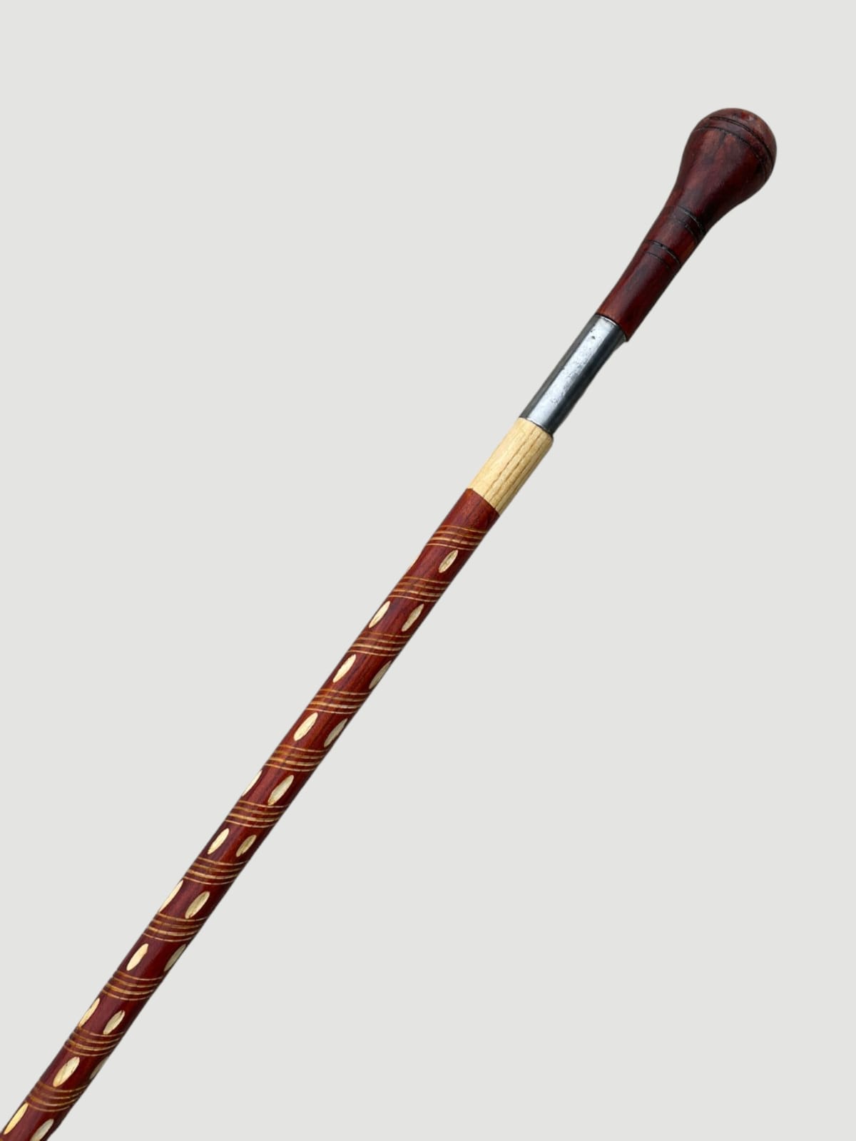 Heavy-Duty Wooden Walking Stick with Steel tube & Ergonomic Handle Brown