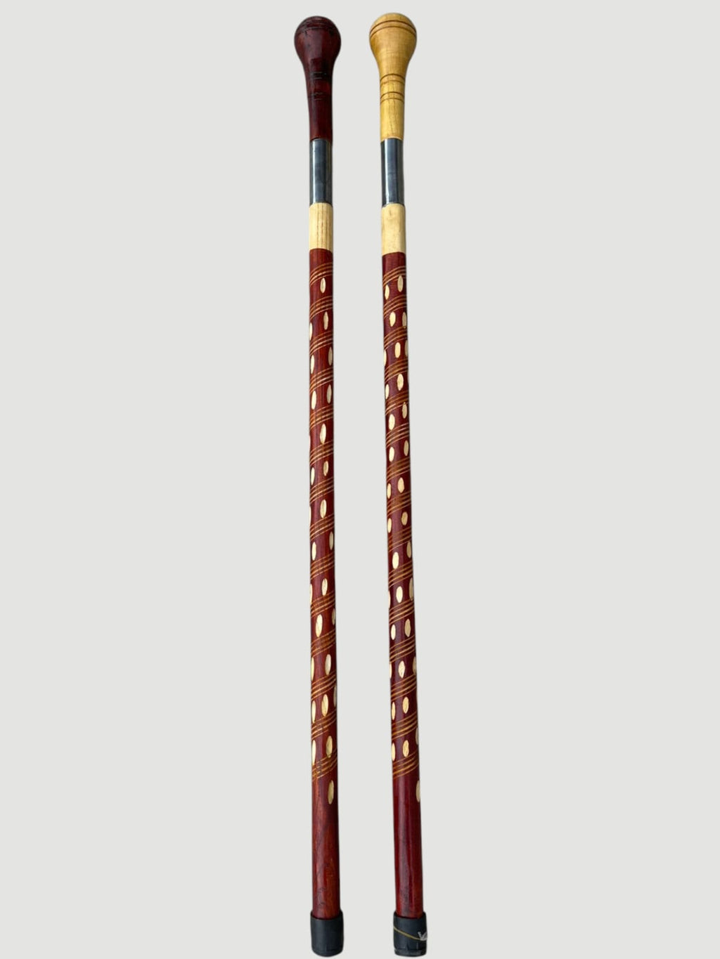 Heavy-Duty Wooden Walking Stick with Steel tube & Ergonomic Handle Brown