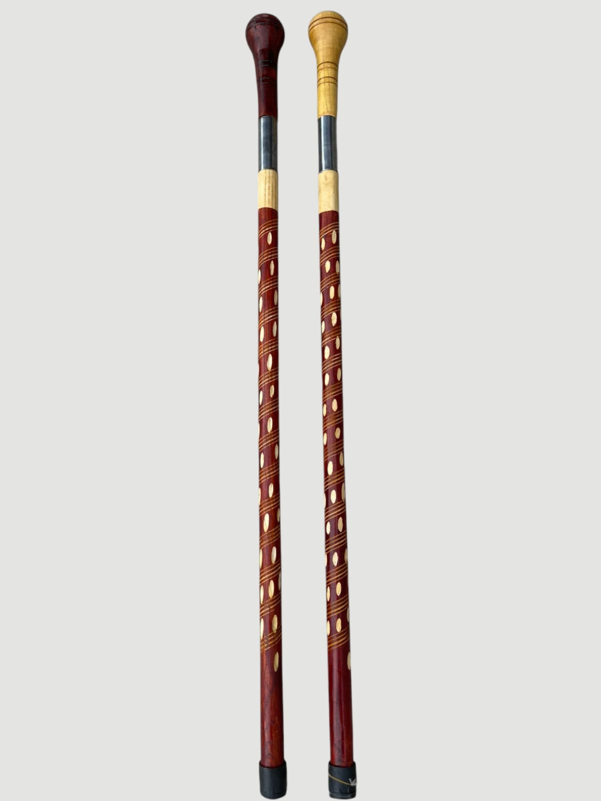 Heavy-Duty Wooden Walking Stick with Steel tube & Ergonomic Handle Brown