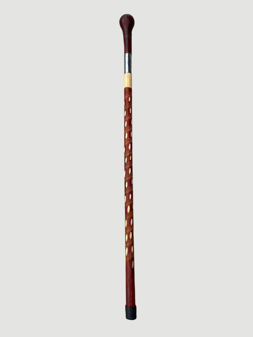 Heavy-Duty Wooden Walking Stick with Steel tube & Ergonomic Handle Brown