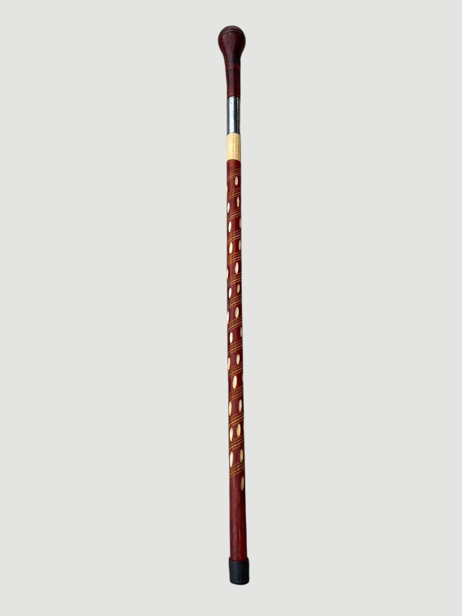 Heavy-Duty Wooden Walking Stick with Steel tube & Ergonomic Handle Brown