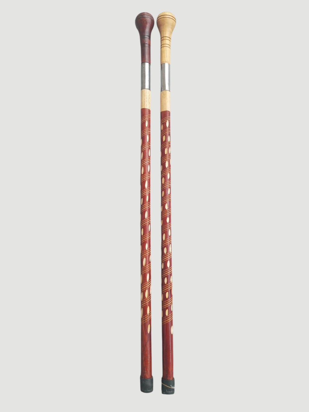 Heavy-Duty Wooden Walking Stick with Steel tube & Ergonomic Handle Brown