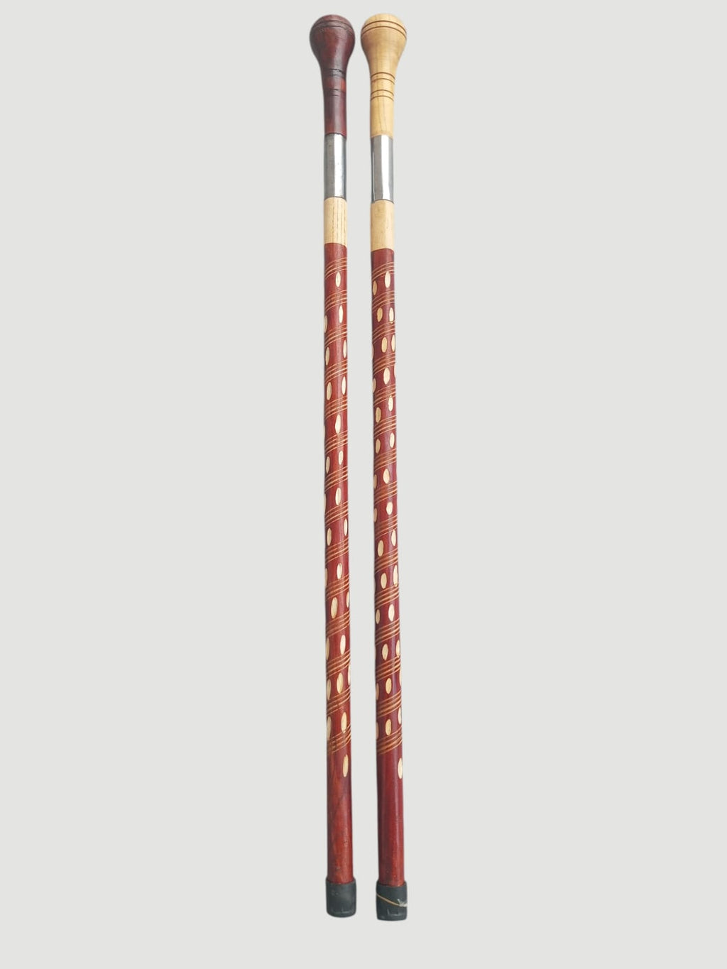 Heavy-Duty Wooden Walking Stick with Steel tube & Ergonomic Handle Brown