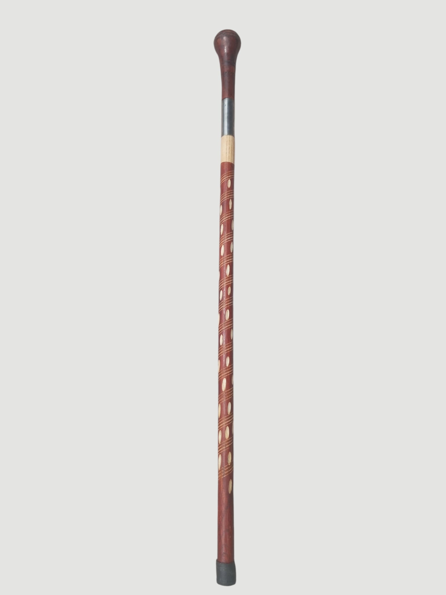Heavy-Duty Wooden Walking Stick with Steel tube & Ergonomic Handle Brown