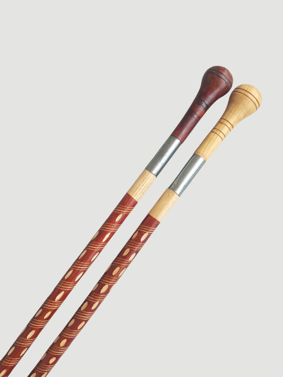 Heavy-Duty Wooden Walking Stick with Steel tube & Ergonomic Handle Brown
