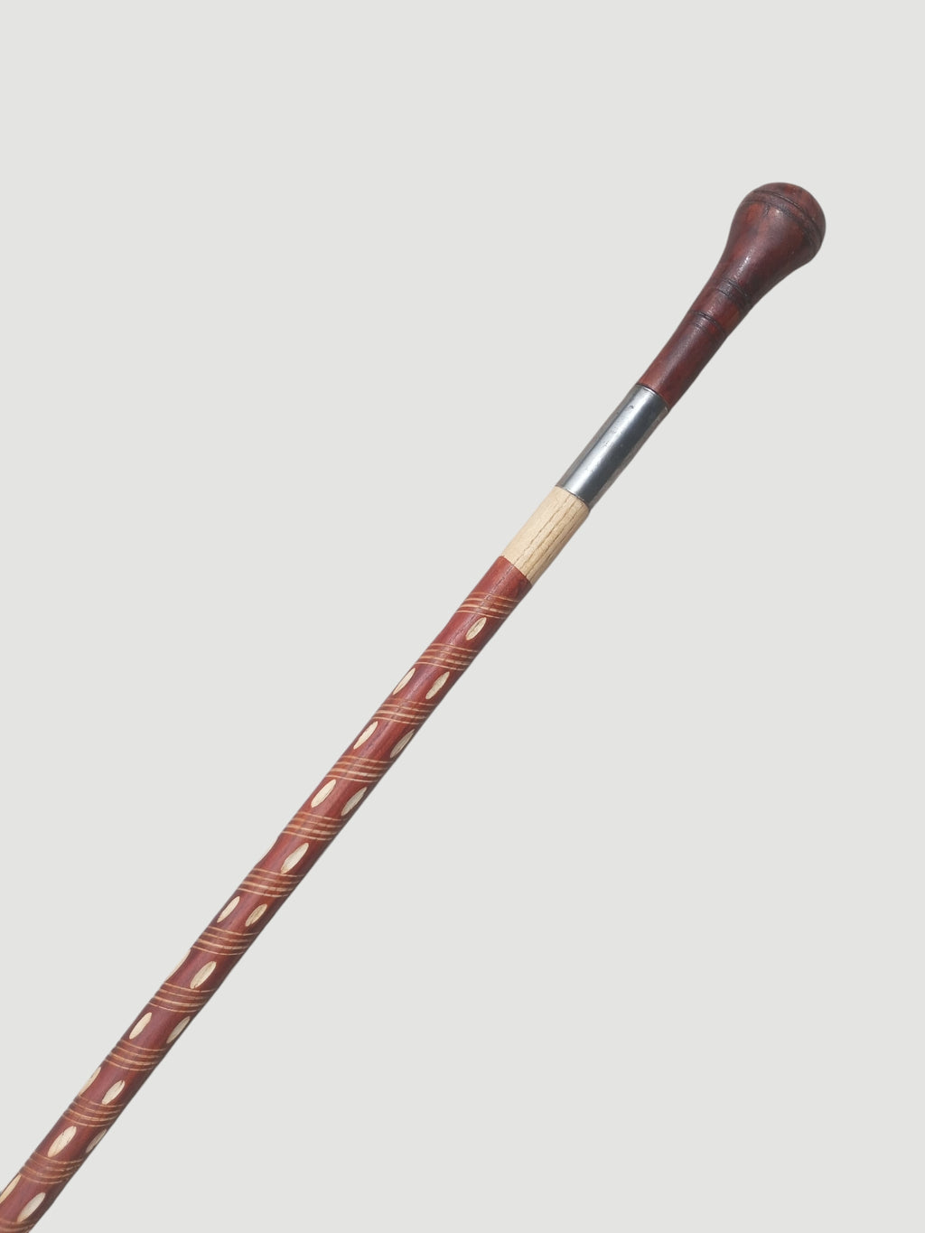 Heavy-Duty Wooden Walking Stick with Steel tube & Ergonomic Handle Brown