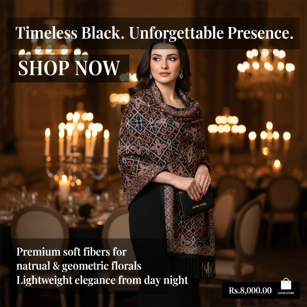 PASHMINA BLACK LADIES SHAWL